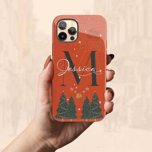 Christmas Monogram Custom Name iPhone Case